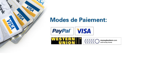 Méthodes de Paiement : PAYPAL, VISA Card